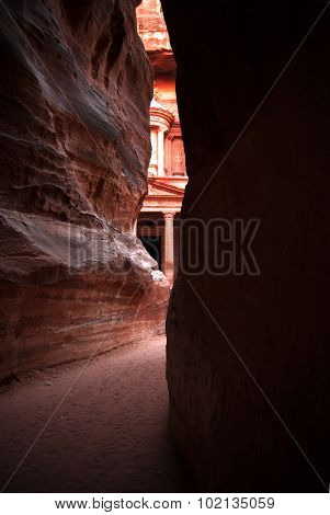 The Siq-main entrance to the ancient city of Petra in southern Jordan.
