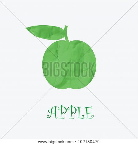green apple of the crumpled paper texture