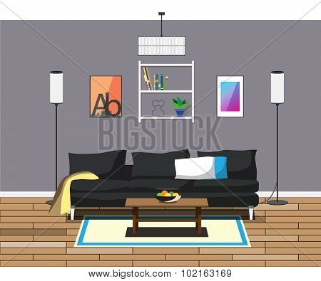 interior modern living room lamp sofa