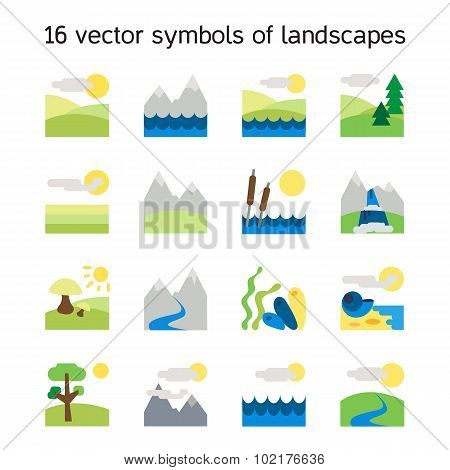 Landscape Icons Collection. Nature Symdols