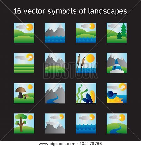 Landscape Icons Collection. Nature Symdols