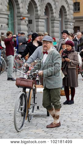 Man Wearing Old Fashioned Tweed Clothes