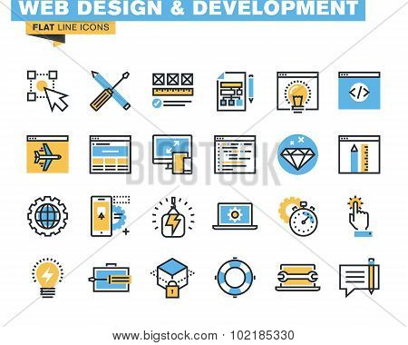 Flat line icon pack for web design and development