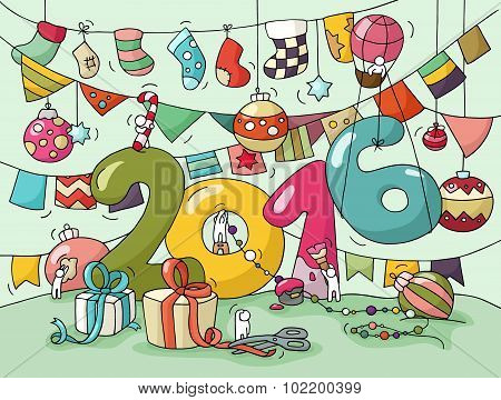 2016 Happy New Year Greeting Card