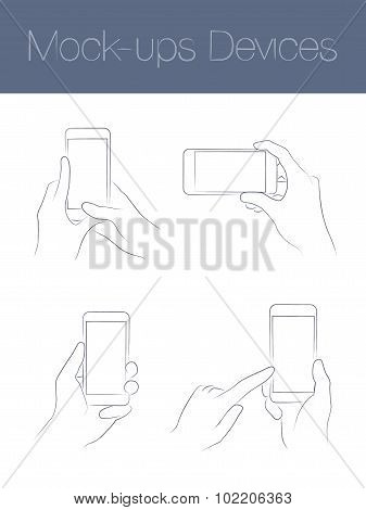 Set of simple mock-ups mobile devices