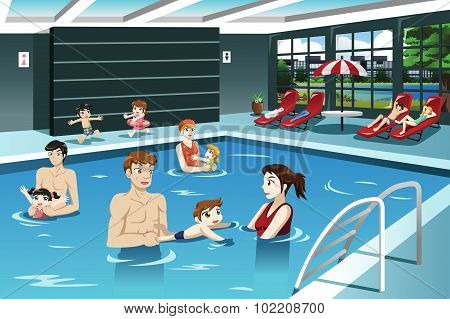 Parents And Babies Swimming