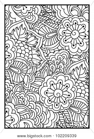 Floral pattern for coloring book.