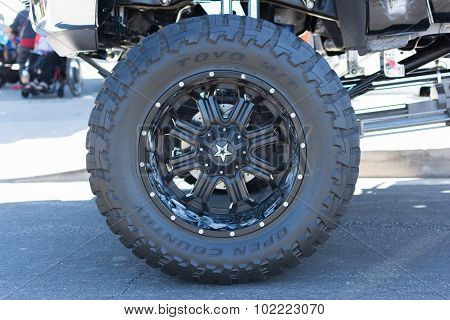 Monster Truck Wheel And Tire On Display