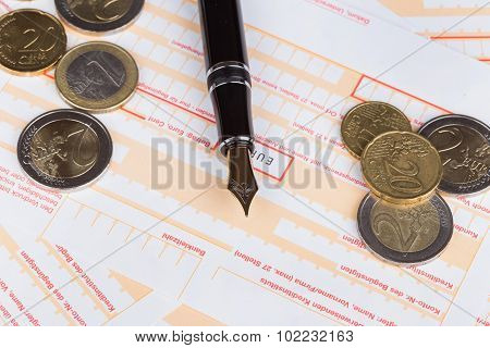 Fountain Pen On Empty Remittance Slip