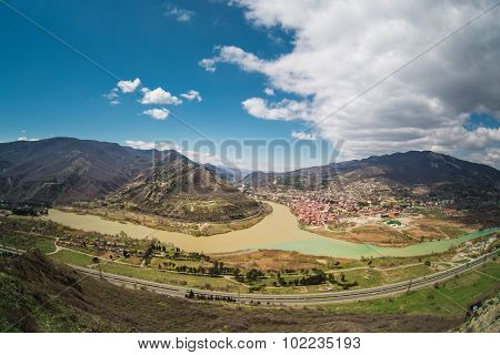 Panoramic view of Mtskheta. Georgia.
