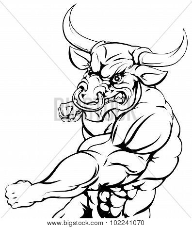 Mean Looking Bull Punching