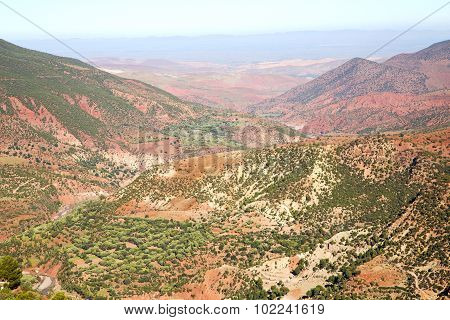 The    Dades Valley In Atlas  Africa Ground  And Red
