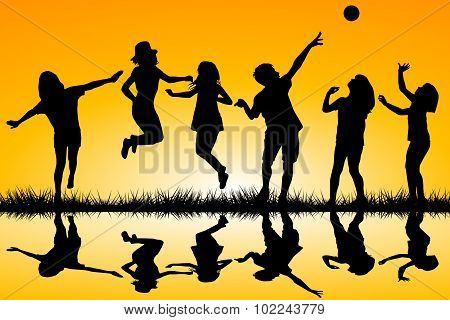 Children Playing Near A Water
