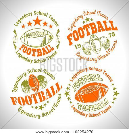 American football vintage vector labels for poster, flyer or t-shirt print. Vector stock.