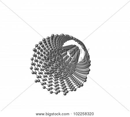 Isolated illustration of DWNT carbon nanotube. 3d illustration.