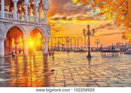 Piazza San Marco at sunrise, Vinice, Italy