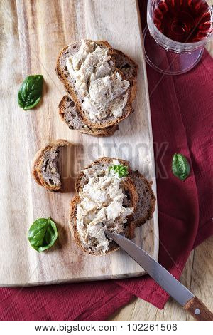 French Rillettes, Meat Spread And Wineglass