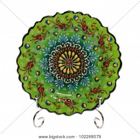 Green decorative ceramic plate