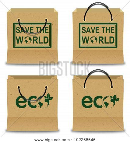 Brown Paper Shopping Bag Set