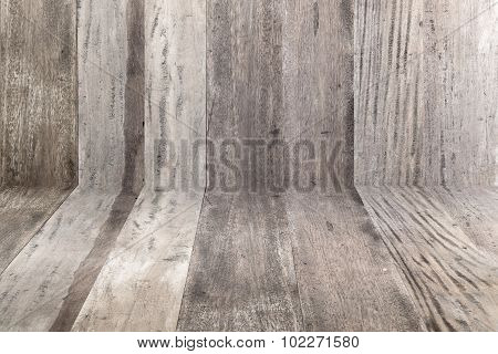 Old grunge wood flooring and wood wall