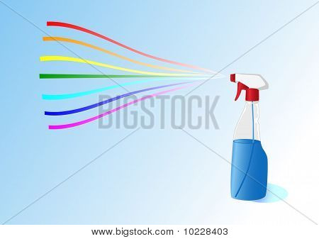 Regenbogen aus einer Flasche mit einem Spray