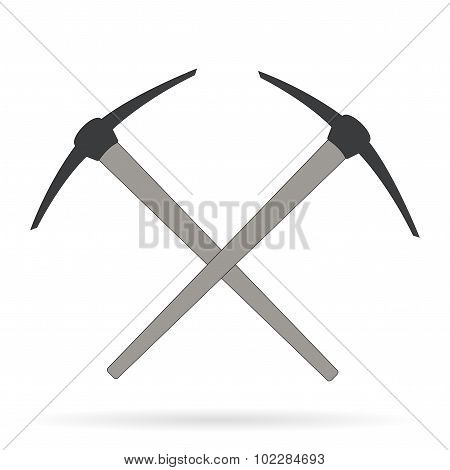 Vector Crossed Mine Picks Over White