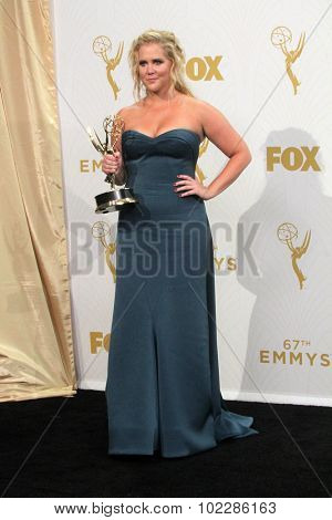 LOS ANGELES - SEP 20:  Amy Schumer at the Primetime Emmy Awards Press Room at the Microsoft Theater on September 20, 2015 in Los Angeles, CA