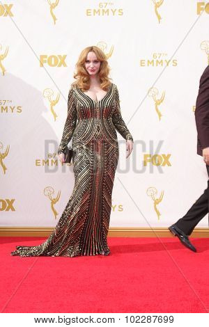 LOS ANGELES - SEP 20:  Christina Hendricks at the Primetime Emmy Awards Arrivals at the Microsoft Theater on September 20, 2015 in Los Angeles, CA