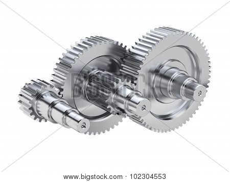 Steel Gear Wheels Technical Mechanical Illustration