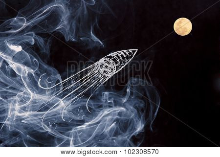 Creativity Concept Moon Space Ship Background