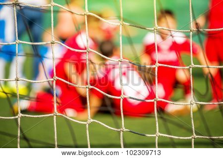 Kids Soccer Team Celebrate Goal And Victory