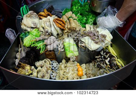 Barbecued Food In Night Market