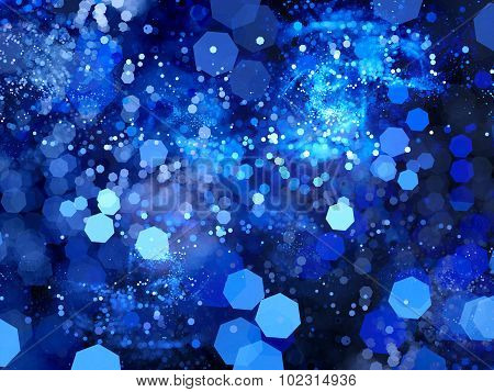Blue Glowing Particles Out Of Focus Fractal Artwork