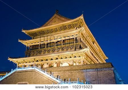 Drum Tower At Night, Xian, China
