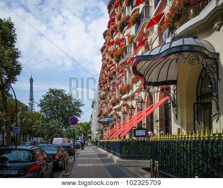 Hotel Plaza Athenee on Avenue Montaigne in Paris