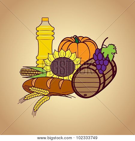 Autumn harvest food set.