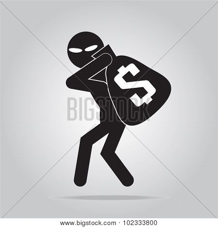 Beware Pickpocket Sign, Thief Icon Illustration
