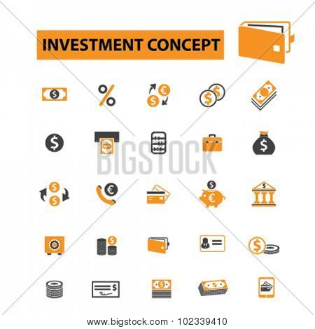 investment, bank, finanace icons