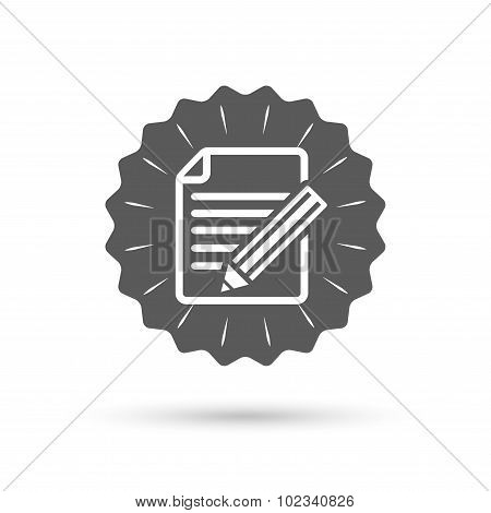 Edit document sign icon. Edit content button.