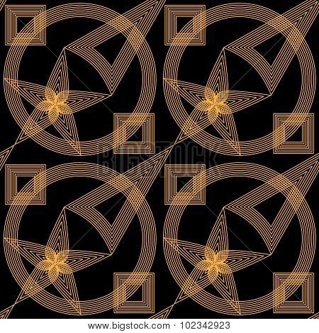 Abstract gold and black seamless pattern.