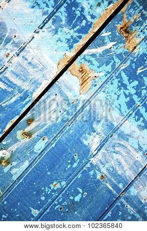 Nail Stripped   In The Blue Wood Door  Rusty