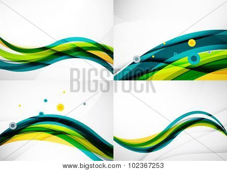 Set of abstract backgrounds. Elegant colorful decorated lines and waves with copy space for your message. Banner advertising layouts - templates and wallpapers