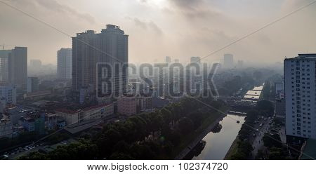 Aerial view of Hanoi skyline cityscape