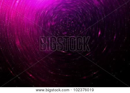 Purple Abstract Science Fiction Futuristic Background, Blurred Radiant Stars In Space