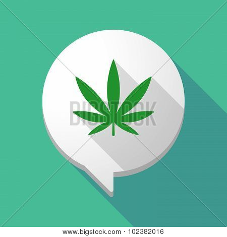 Long Shadow Comic Balloon With A Marijuana Leaf
