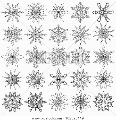Vector Snowflakes Set Isolated