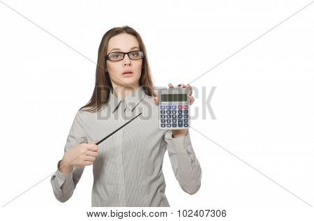 Woman in business concept isolated on white