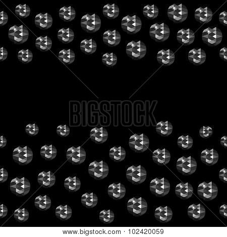 Seamless scattered borders of gems, rhinestones