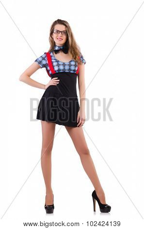Schoolgirl isolated on the white