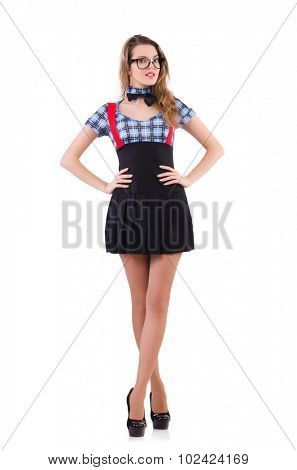 Schoolgirl isolated on the white